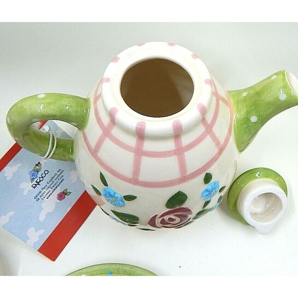 Mary Engelbreit Rose Patch Child's Tea Set By Enesco 1998 Set of 7 - Picture 5 of 12